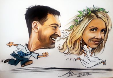 śmieszna karykatira ślubna 2-osobowa na prezent na wesele z fotografii zamówienie online maku-art