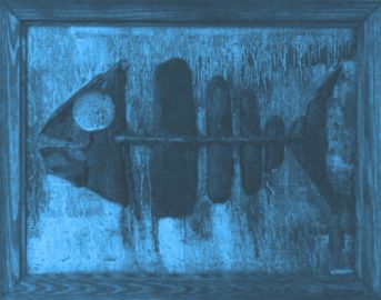 Niebieski cień ryby - obraz olejny