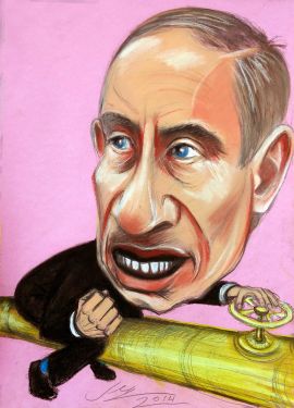 Karykatury Polityków - Karykatura Władimira Putina Prezydenta Rosji ze zdjęcia
