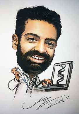 prezent dla kolegi - rysunek lekarza genetyka