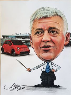 Dyrektor Fiat Chrysler Automobiles Poland - karykatura na prezent dla szefa zamówienie z fotografii