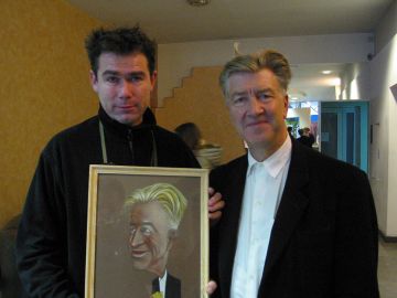 David Lynch & autor karykatury na festiwalu Camerimage