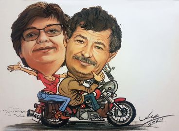 prezent na 40 rocznice ślubu - rysunek dwuosobowy na motorze