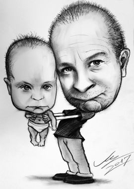 wspólna karykatura 2 osób ze zdjęcia - ojciec z synem prezent na zamówienie online