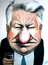 Borys Jelcyn w karykaturze - śmieszne karykatury polityków ze zdjęcia