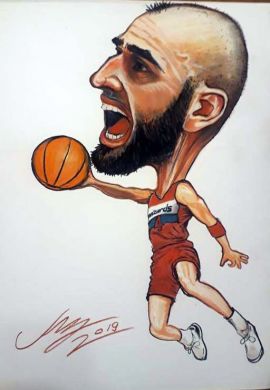 Karykatura Marcina Gortata - karykatura koszykarza zamówienie z fotografii maku-art
