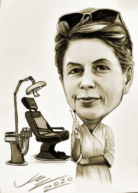 karykatyry lekarzy dentystka - zamówienie ze zdjęcia na prezent realizacja maku-art