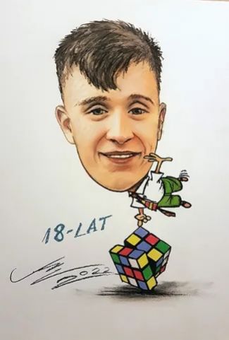 karykatura 18 urodziny prezent dla chłopaka syna wnuka kolegi