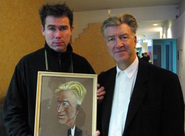 kaykatury znanych osób David Lynch otrzymuje karykature z rąk autora na festiwalu Camerimage