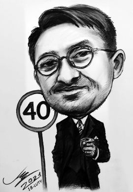 karykatura portretowa na 40 urodziny - prezent zamówienie ze zdjęcia