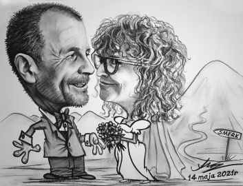 karykatura 2-osobowa prezent na śłub wesele dla młodej pary