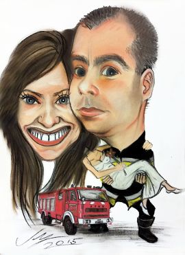 karykatury podwójne par na ślub wesele zamówienie prezent z fotografii maku-art
