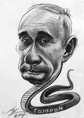 Karykatura Władimir Putin - karykatura z fotografii 