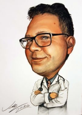 karykatura lekarza ze zdjęcia - karykatury na prezent