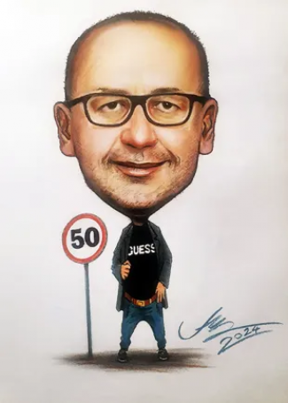 karykatura kolorowa 50 urodziny