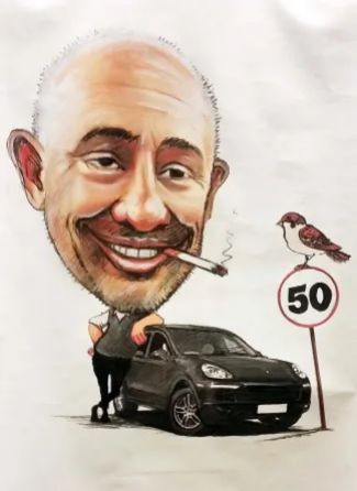karykatura kolorowa na 50 urodziny