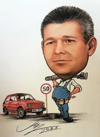karykatura urodzinowa 50 lat